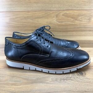 Johnston & Murphy Martell Wingtip Oxfords Mens 12 M Black Soft Sheepskin Leather